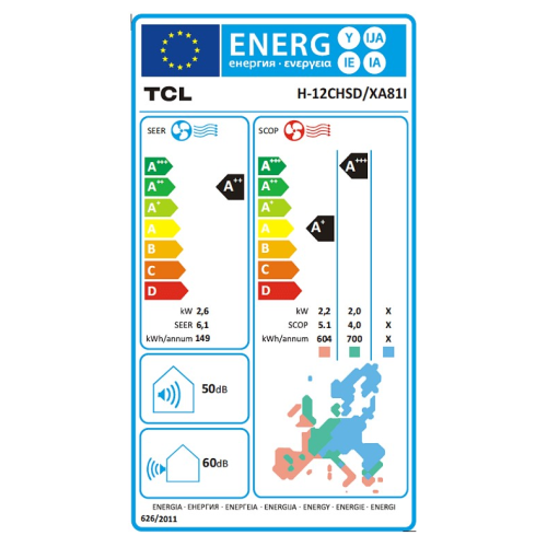 ΚΛΙΜΑΤΙΣΤΙΚΟ TCL H-12CHSD/XA81I INVERTER 12000BTU R32 WI-FI HOTEL SERIES